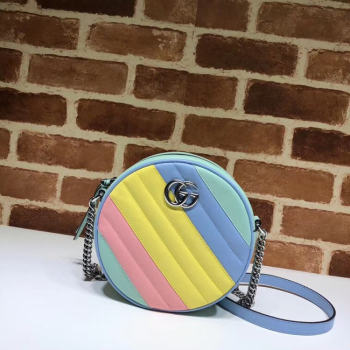 Gucci GG Marmont mini round shoulder bag 550154 Multicolored pastel
