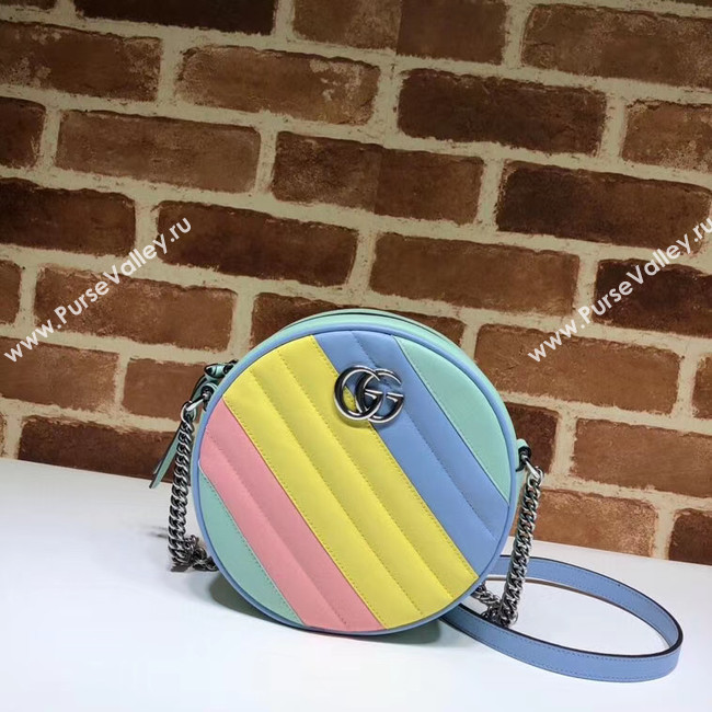 Gucci GG Marmont mini round shoulder bag 550154 Multicolored pastel