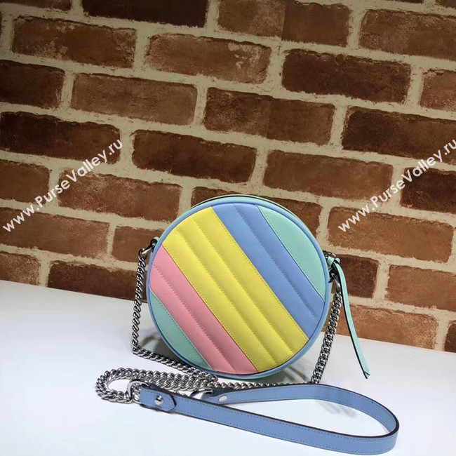 Gucci GG Marmont mini round shoulder bag 550154 Multicolored pastel