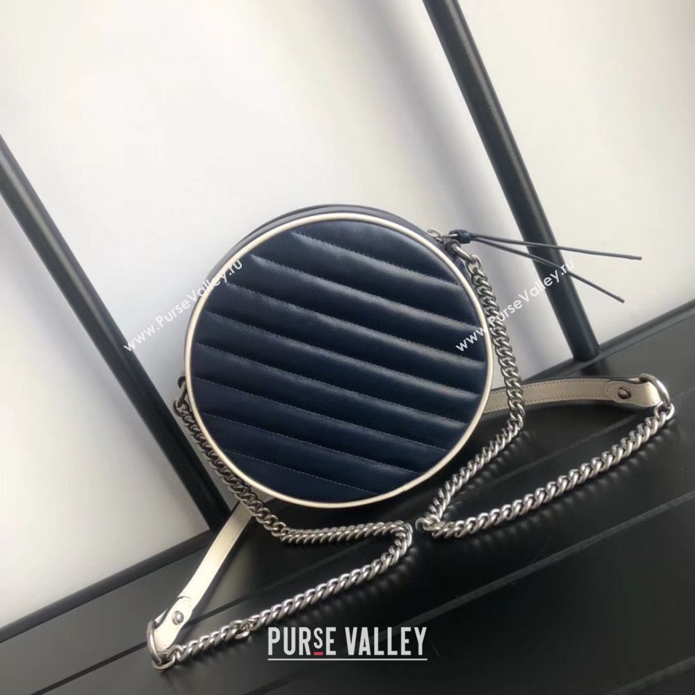 Gucci GG Marmont mini round shoulder bag 550154 Navy