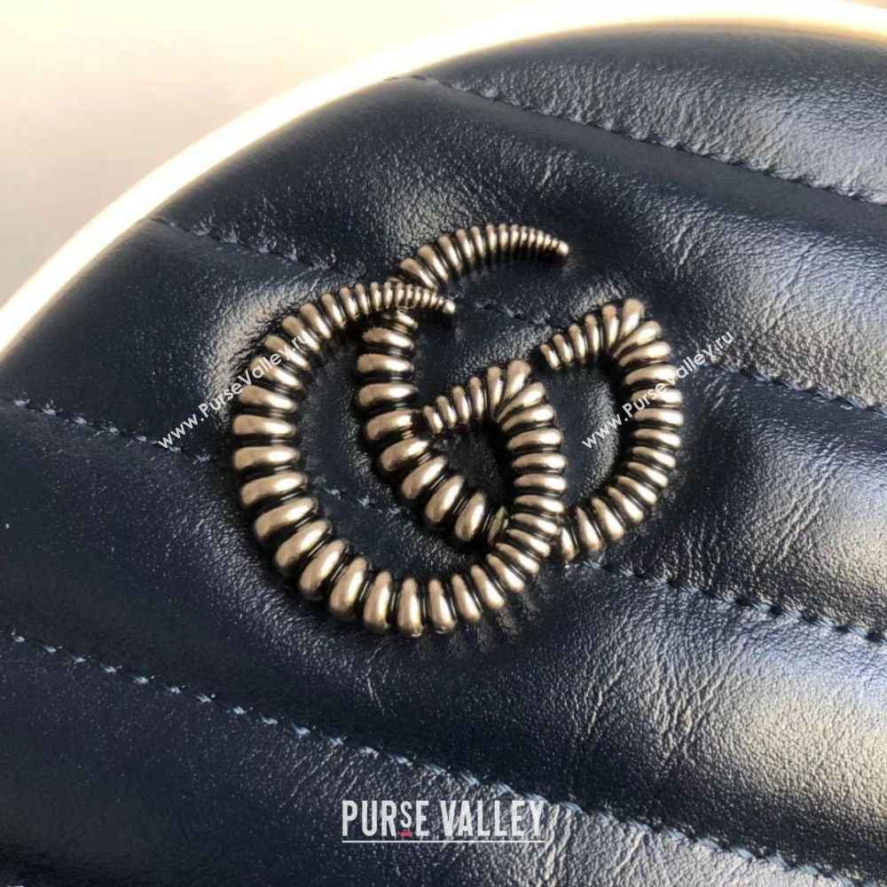 Gucci GG Marmont mini round shoulder bag 550154 Navy