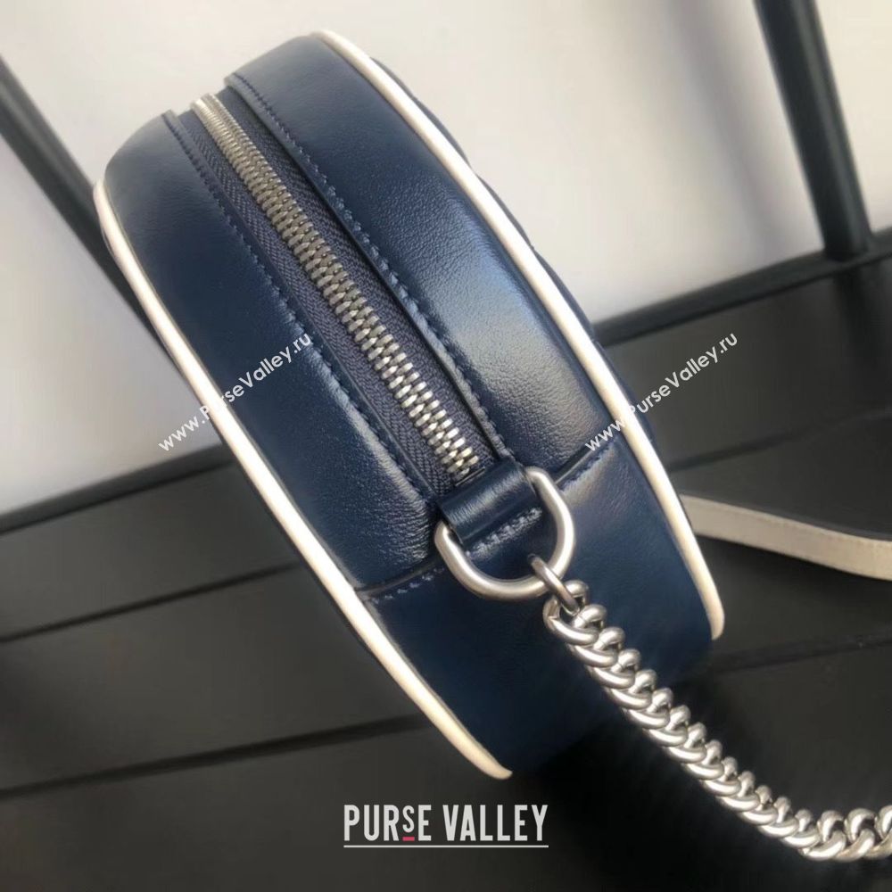 Gucci GG Marmont mini round shoulder bag 550154 Navy