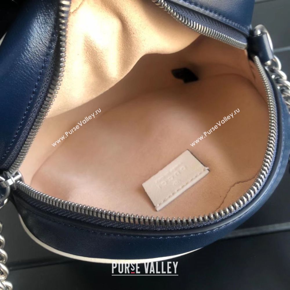 Gucci GG Marmont mini round shoulder bag 550154 Navy