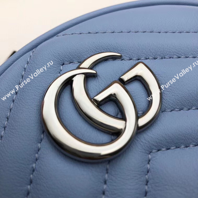 Gucci GG Marmont mini round shoulder bag 550154 Pastel blue