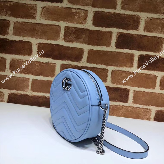 Gucci GG Marmont mini round shoulder bag 550154 Pastel blue