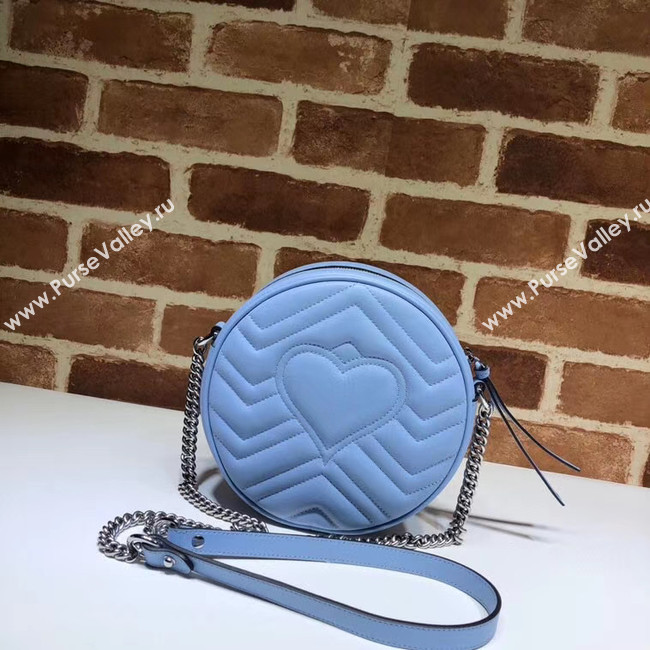 Gucci GG Marmont mini round shoulder bag 550154 Pastel blue