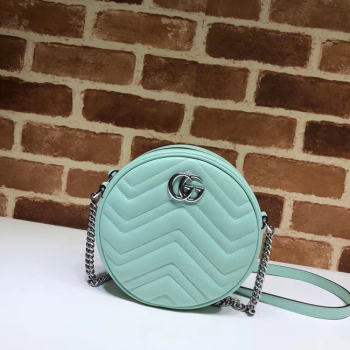 Gucci GG Marmont mini round shoulder bag 550154 Pastel green