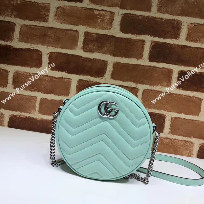 Gucci GG Marmont mini round shoulder bag 550154 Pastel green