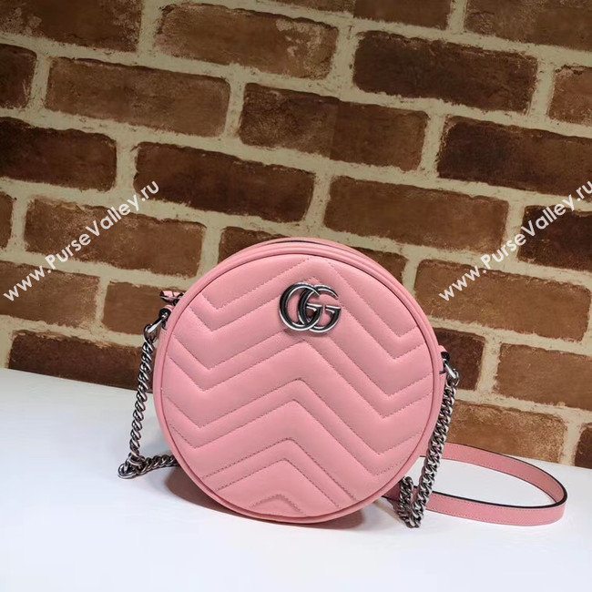 Gucci GG Marmont mini round shoulder bag 550154 Pastel pink