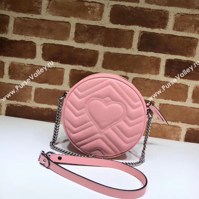 Gucci GG Marmont mini round shoulder bag 550154 Pastel pink