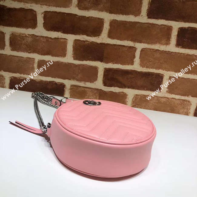 Gucci GG Marmont mini round shoulder bag 550154 Pastel pink
