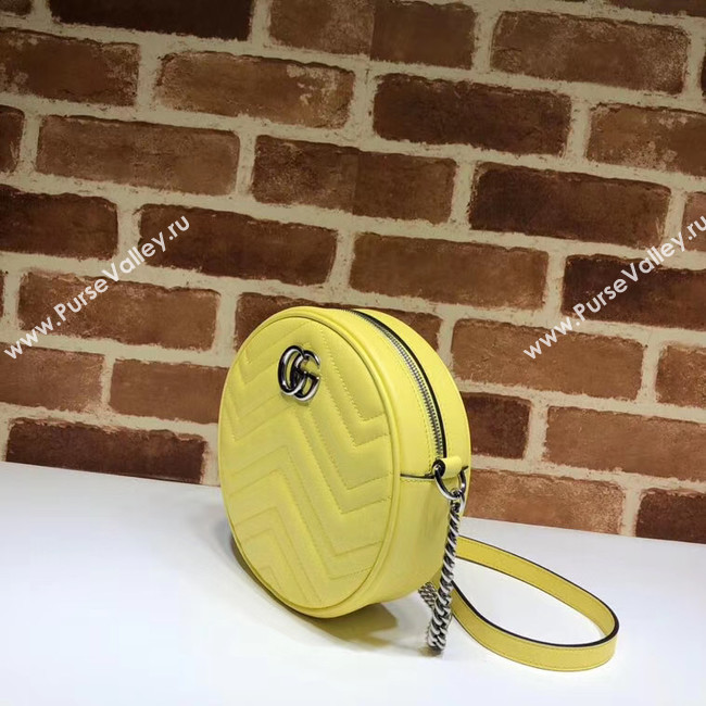 Gucci GG Marmont mini round shoulder bag 550154 Pastel yellow