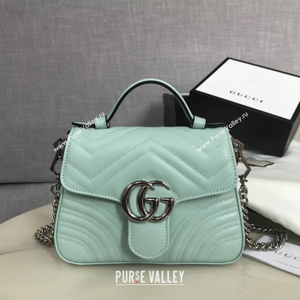 Gucci GG Marmont mini top handle bag 547260 light green