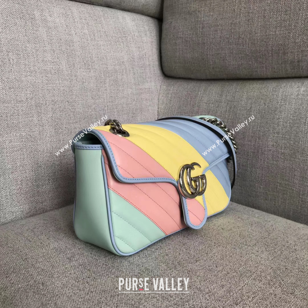 Gucci GG Marmont small shoulder bag 443497 green&pink&yellow&blue