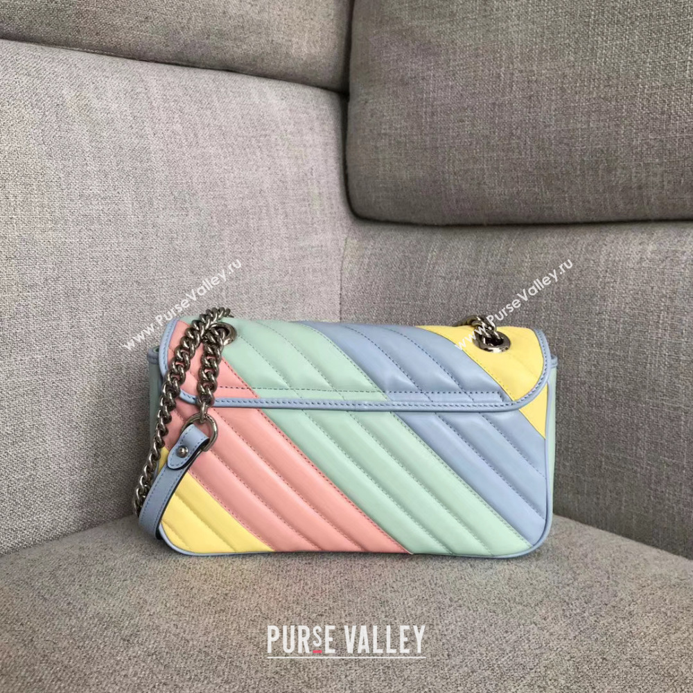 Gucci GG Marmont small shoulder bag 443497 green&pink&yellow&blue