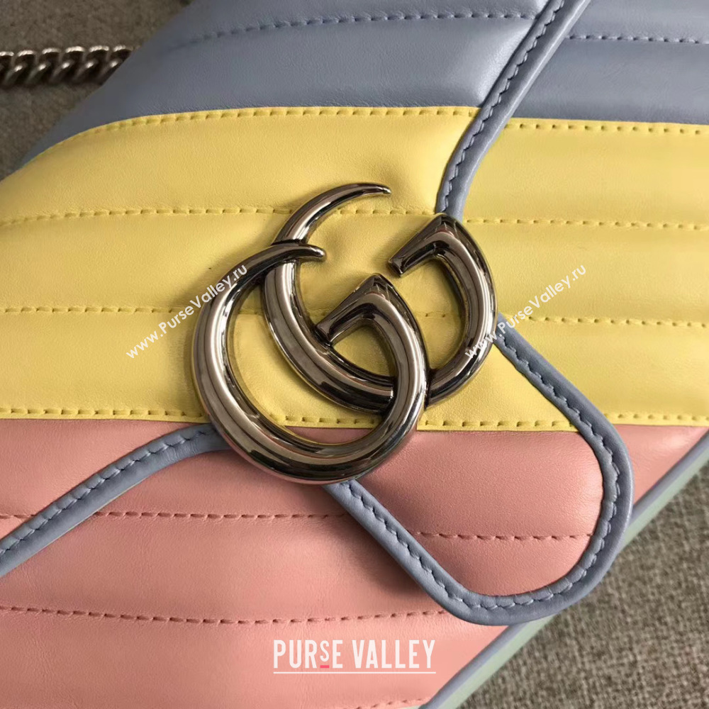 Gucci GG Marmont small shoulder bag 443497 green&pink&yellow&blue