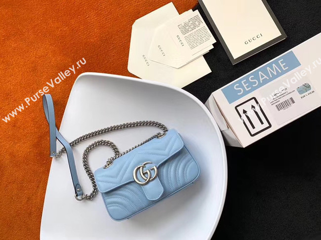 Gucci GG Marmont small shoulder bag 446744 Pastel blue