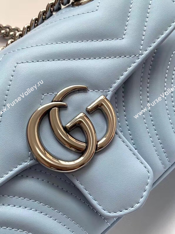 Gucci GG Marmont small shoulder bag 446744 Pastel blue