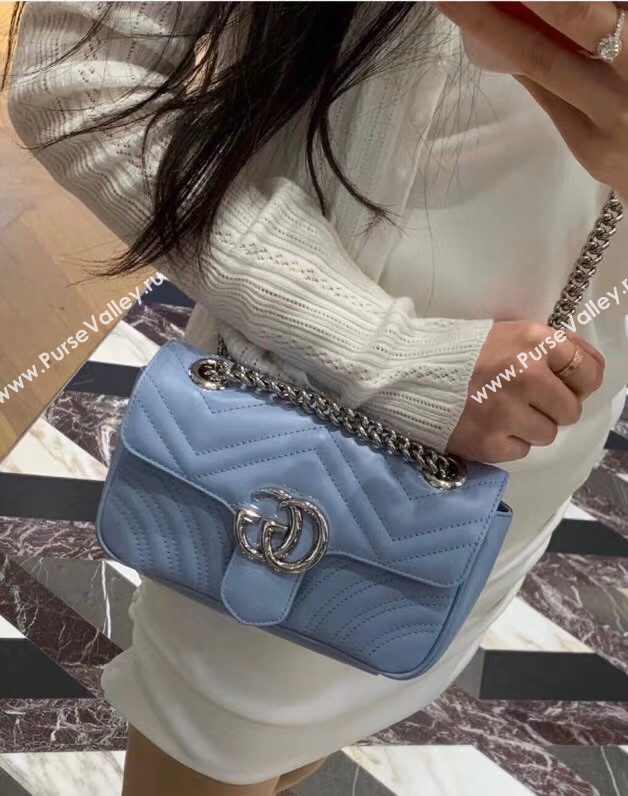 Gucci GG Marmont small shoulder bag 446744 Pastel blue