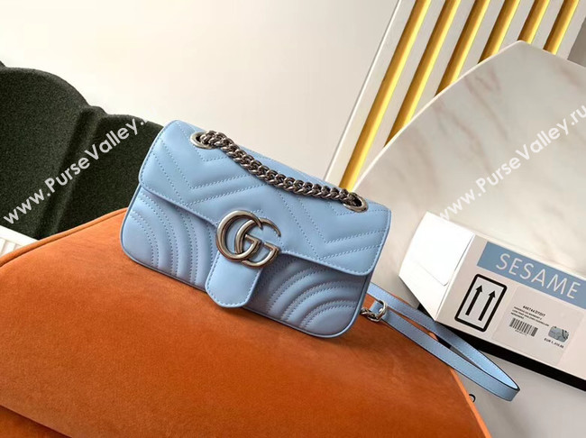 Gucci GG Marmont small shoulder bag 446744 Pastel blue