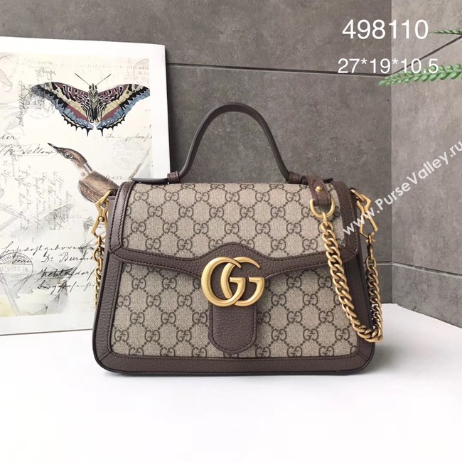 Gucci GG Marmont small top handle bag 498110 brown