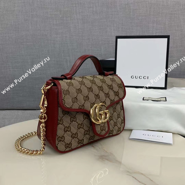 Gucci GG Supreme canvas Mini Top Handle Bag 583571 red