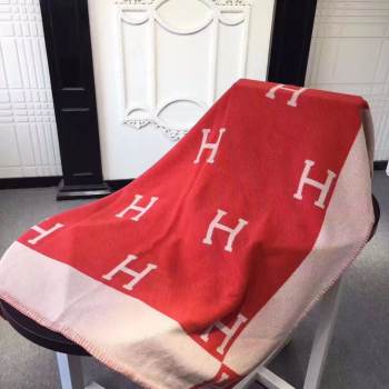 Hermes Lambswool & Cashmere Shawl & Blanket 71155 Red