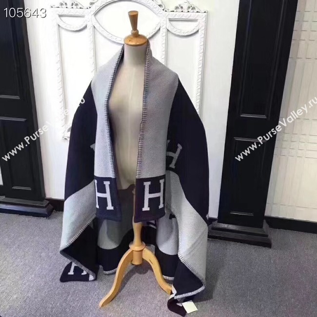 Hermes lambswool & cashmere & Blanket Shawl 71152 black