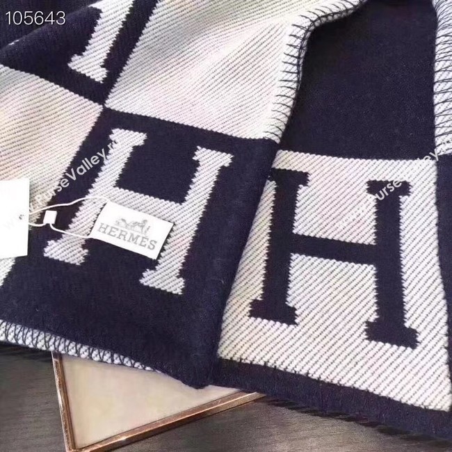 Hermes lambswool & cashmere & Blanket Shawl 71152 black