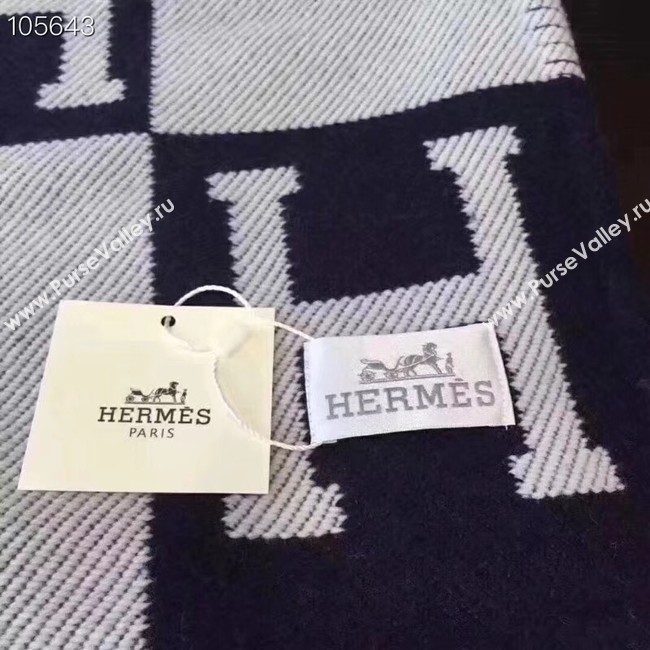 Hermes lambswool & cashmere & Blanket Shawl 71152 black