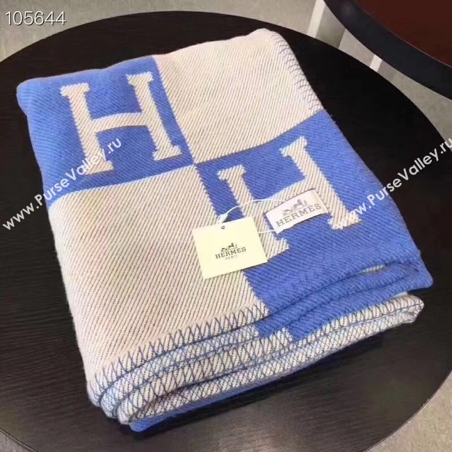 Hermes lambswool & cashmere & Blanket Shawl 71152 blue