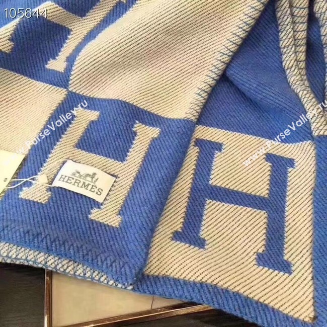 Hermes lambswool & cashmere & Blanket Shawl 71152 blue
