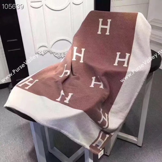 Hermes lambswool & cashmere Shawl & Blanket 71152 brown