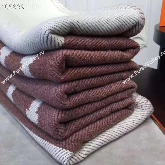 Hermes lambswool & cashmere Shawl & Blanket 71152 brown
