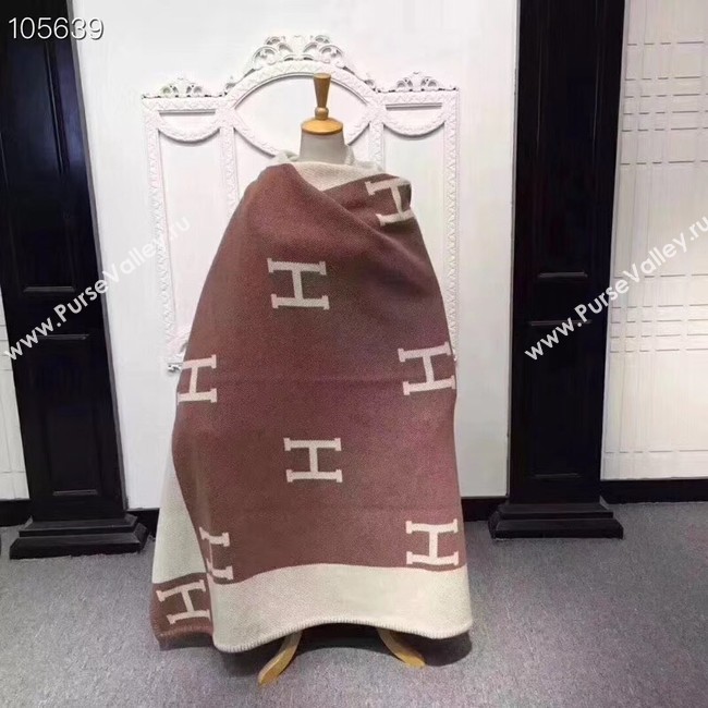 Hermes lambswool & cashmere Shawl & Blanket 71152 brown