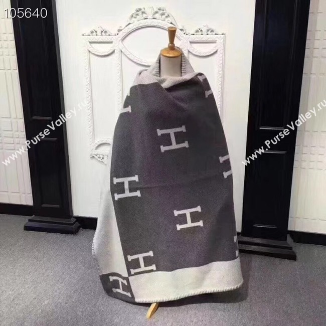 Hermes lambswool & cashmere & Blanket Shawl 71152 grey