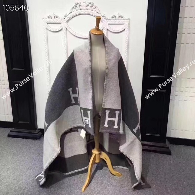 Hermes lambswool & cashmere & Blanket Shawl 71152 grey