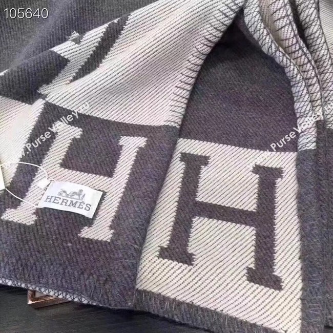 Hermes lambswool & cashmere & Blanket Shawl 71152 grey