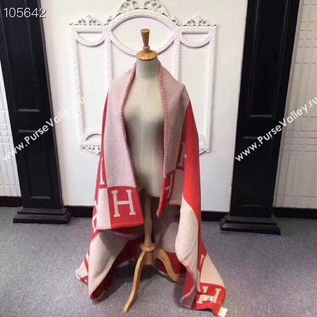 Hermes lambswool & cashmere & Blanket Shawl 71152 red