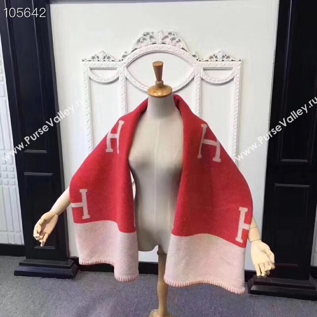 Hermes lambswool & cashmere & Blanket Shawl 71152 red