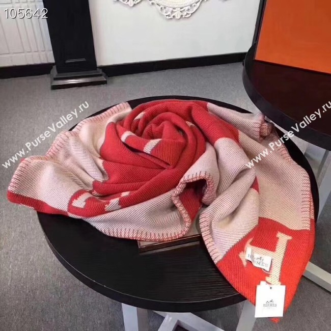 Hermes lambswool & cashmere & Blanket Shawl 71152 red