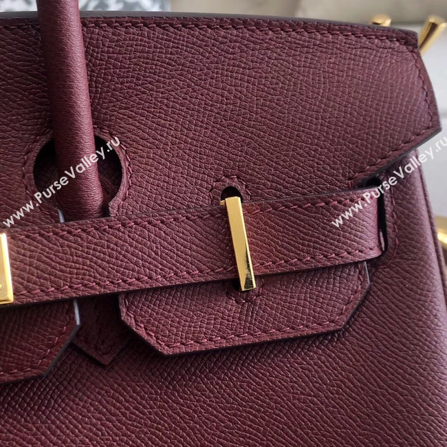 Hermes original Epsom Leather HB35O Burgundy&gold Metal