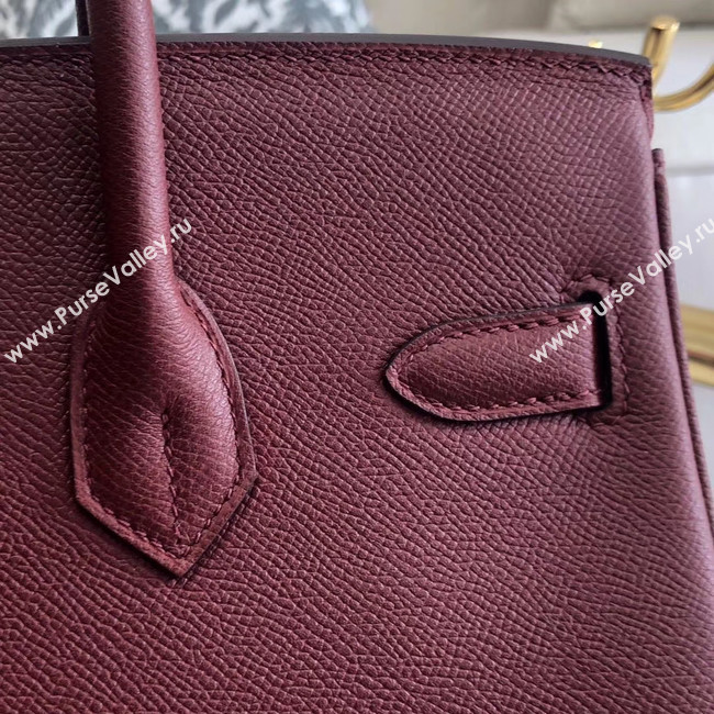 Hermes original Epsom Leather HB35O Burgundy&gold Metal