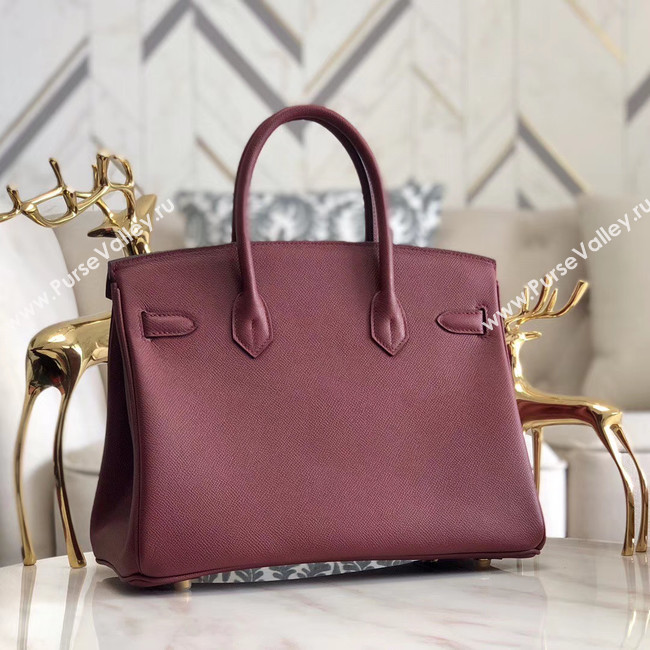 Hermes original Epsom Leather HB35O Burgundy&gold Metal