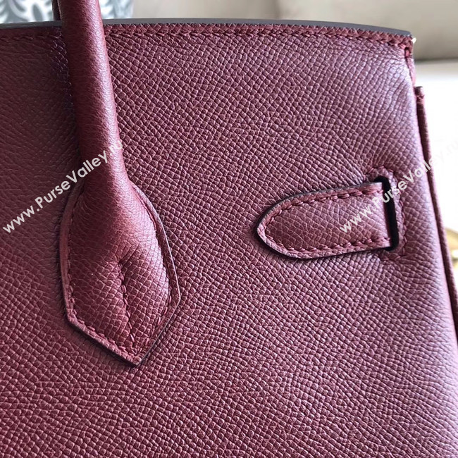Hermes original Epsom Leather HB35O Burgundy&silver Metal