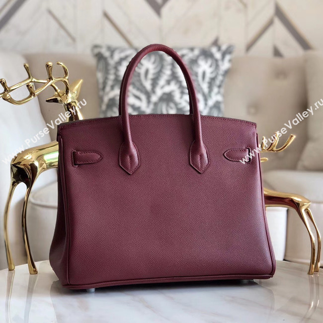 Hermes original Epsom Leather HB35O Burgundy&silver Metal