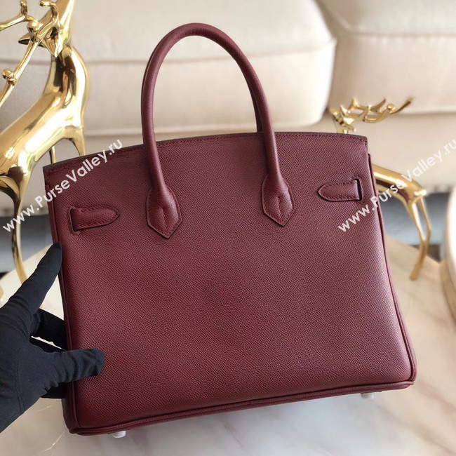 Hermes original Epsom Leather HB35O Burgundy&silver Metal