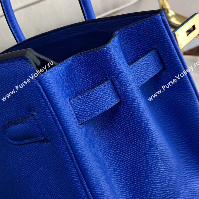 Hermes original Epsom Leather HB35O Electro optic blue&gold Metal