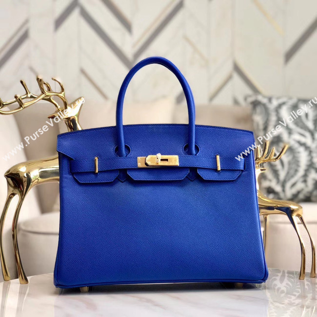 Hermes original Epsom Leather HB35O Electro optic blue&gold Metal