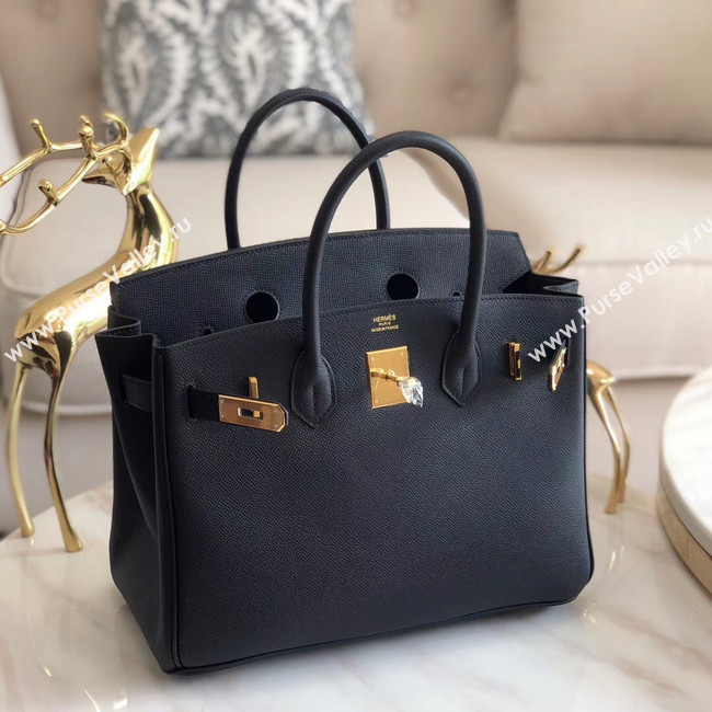 Hermes original Epsom Leather HB35O black&gold Metal